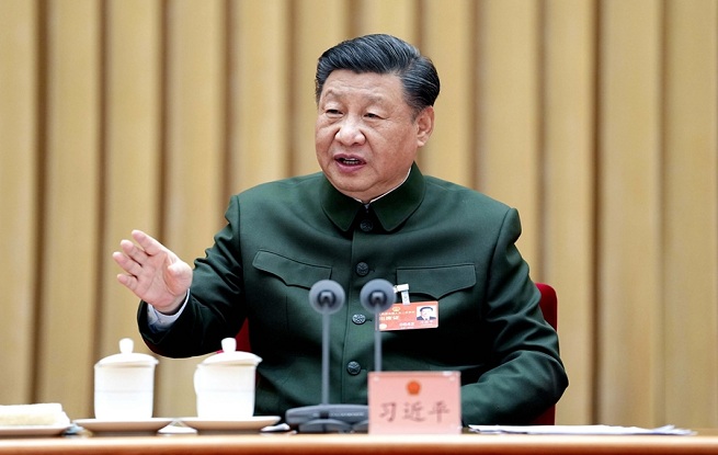习近平在出席解放军和武警部队代表团全体会议时强调
 统一思想认识 强化使命担当 狠抓工作落实
努力开创一体化国家战略体系和能力建设新局面
