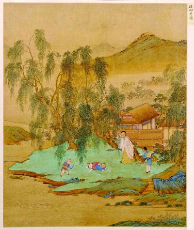 捉柳花图（中国画） 仇英